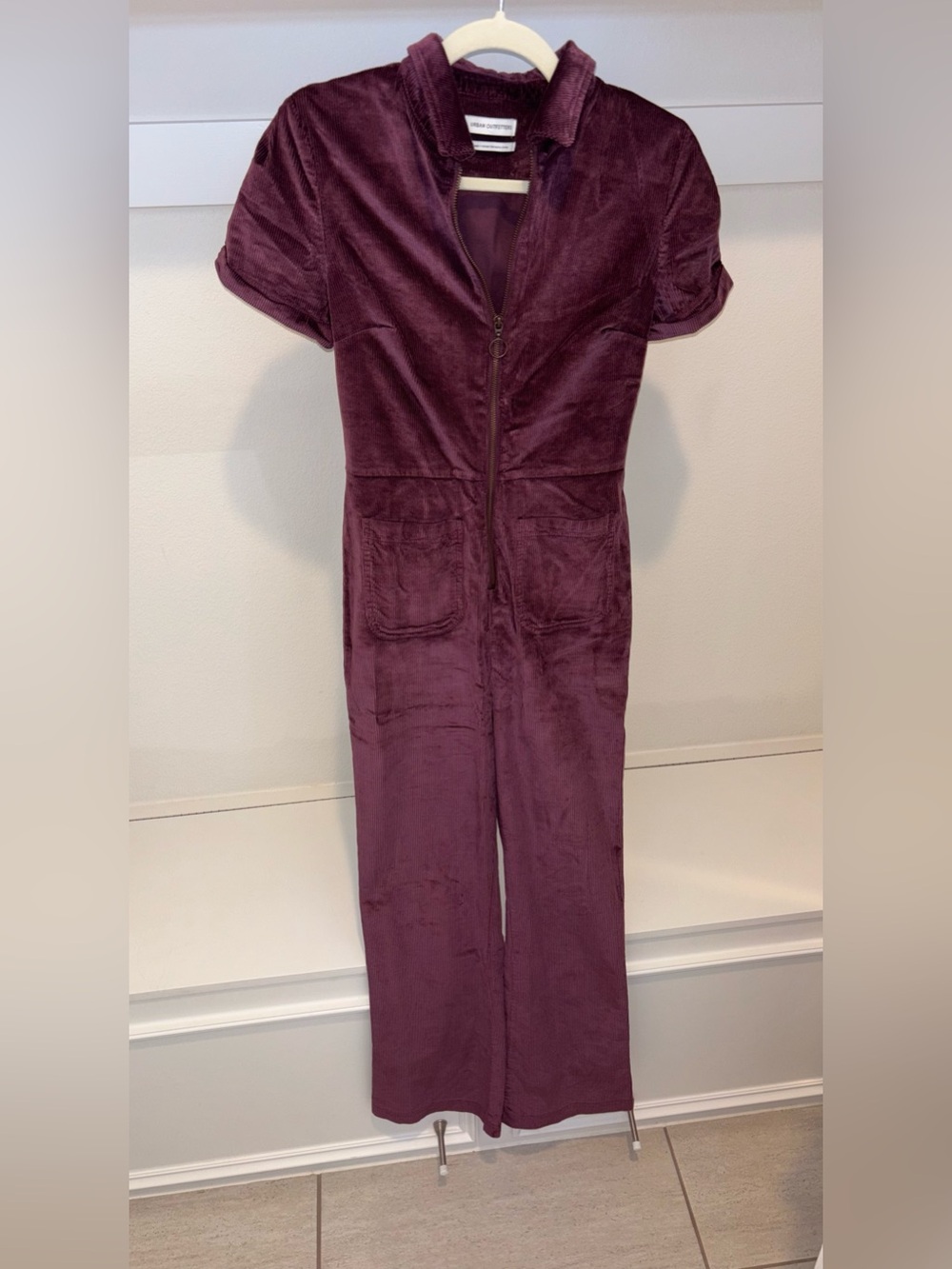 Urban Outfitters Plum Velvet Zip Jumpsuit - Picture 2 of 6